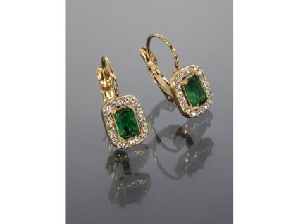 Náušnice z chirurgické oceli krystalky zlatá