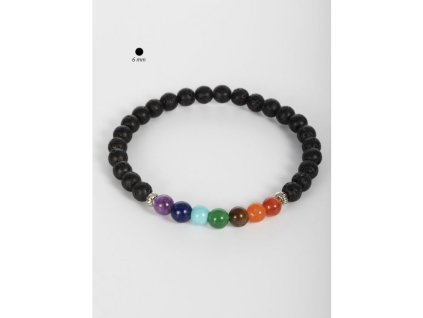 Náramek z lávového kamene a dalších minerálních kamenů černá