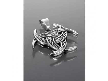 Amulet z chirurgické oceli ve tvaru keltského uzlu stříbrná - tmavá