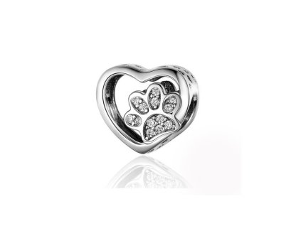 Korálek na náramek tlapka v srdíčku