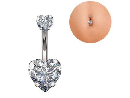 Piercing do pupka zirkón srdce