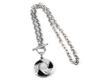 Řetízek ocelový s přívěskem Swarovski medailon