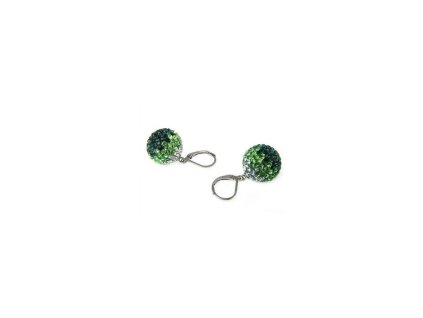 Náušnice ocelové kuličky s krystalky Swarovski - zelené