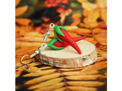 Náušnice Fimo - chilli papričky