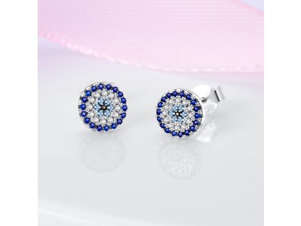 Stříbrné náušnice - Bohemian blue zircon