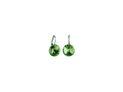 Náušnice ocelové s krystalem Swarovski - zelené