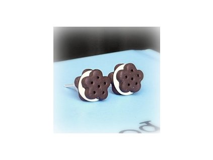 Náušnice pecky Fimo - mini sušenky