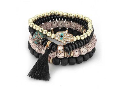 Náramok Boho beads do čierna