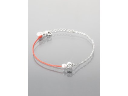 Šňůrkový červený náramek s perličkou