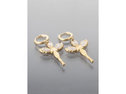 Elegantní náušnice z chirurgické oceli andílci zlatá