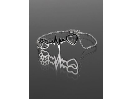 Dámský ocelový náramek s tepem a tlapkou