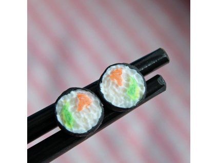 Náušnice se sushi z polymerové hmoty