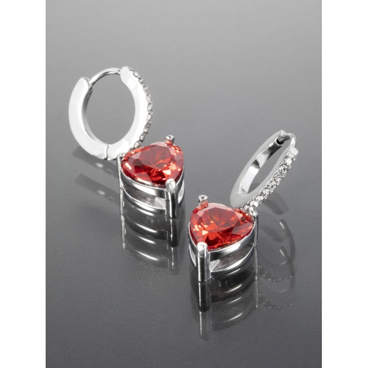 Prosperk Náušnice srdíčka třpytivé červené S0035