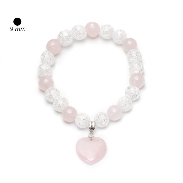 Prosperk Náramek z minerálů srdíčko Růženín S0131