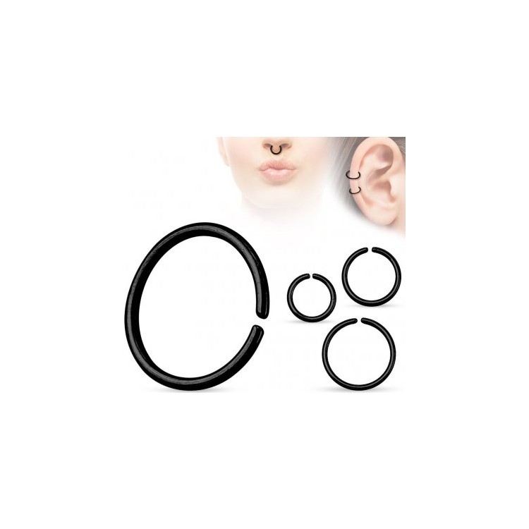 Prosperk Náušnice piercing do nosu kroužek černý S0153