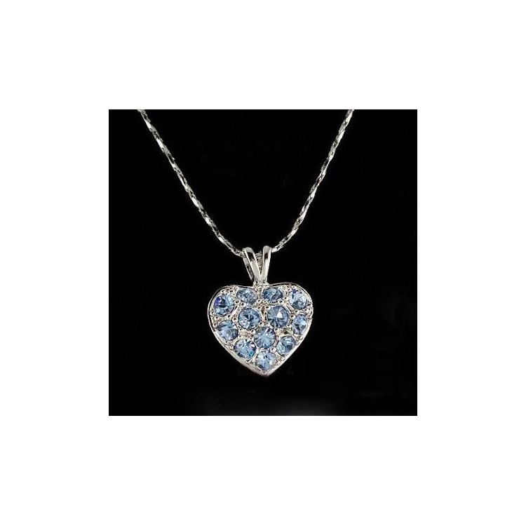 Prosperk Řetízek s přívěskem srdíčko Swarovski modré krystalky S0210