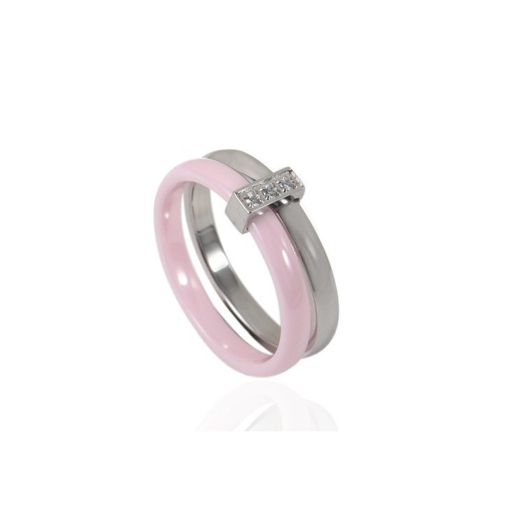 Prosperk Prsten keramika s ocelí růžový Velikost prstenů: 7 (EU: 54-56) 12753/7 -