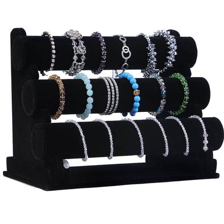 Prosperk Stojan na náramky semišový 3 válce Barva: Černá 12819/CER2