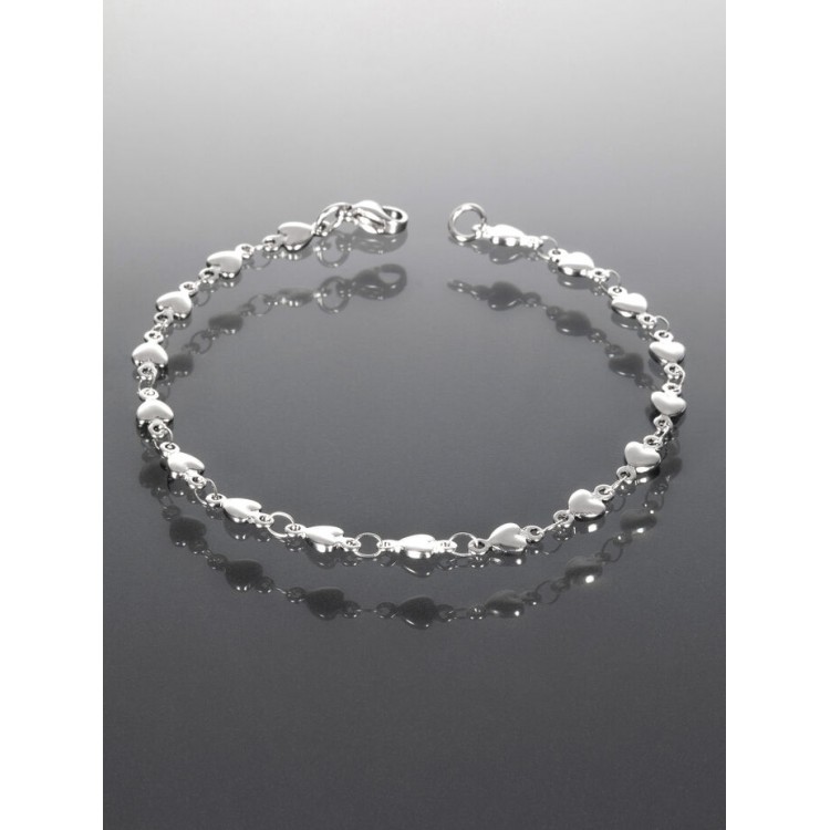 Prosperk Náramek z chirurgické oceli se srdíčky S0314