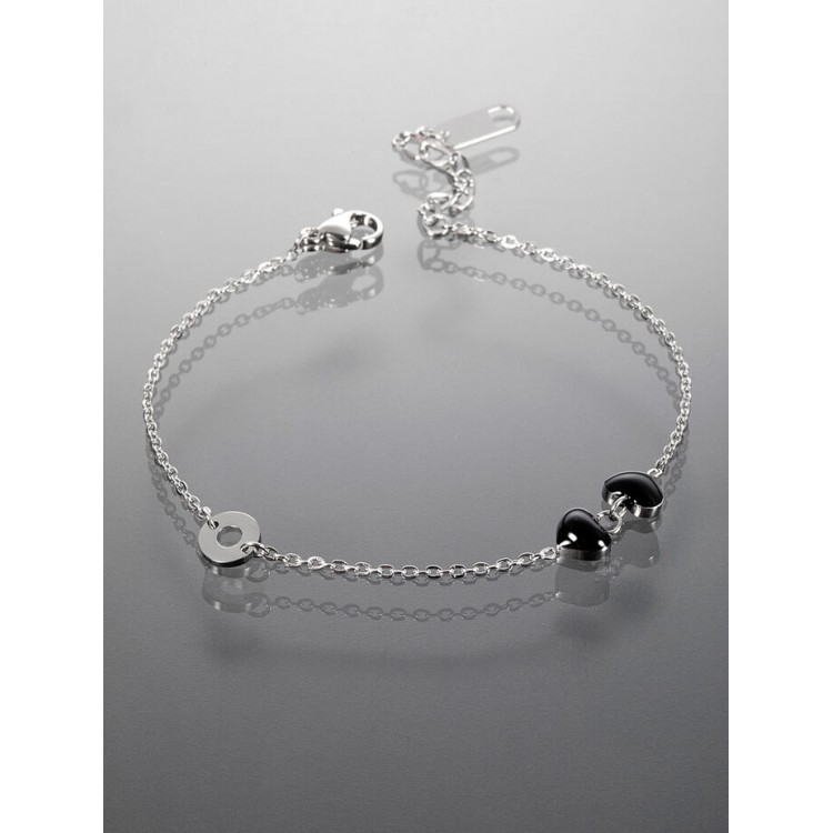 Prosperk Originální náramek z chirurgické oceli srdce stříbrná S0397