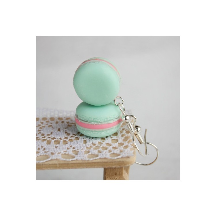 CircusMind Náušnice Fimo makronky mint jahodová náplň S0432