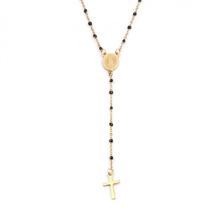 Prosperk Řetízek ocelový zlatý křížek - Religious S0435