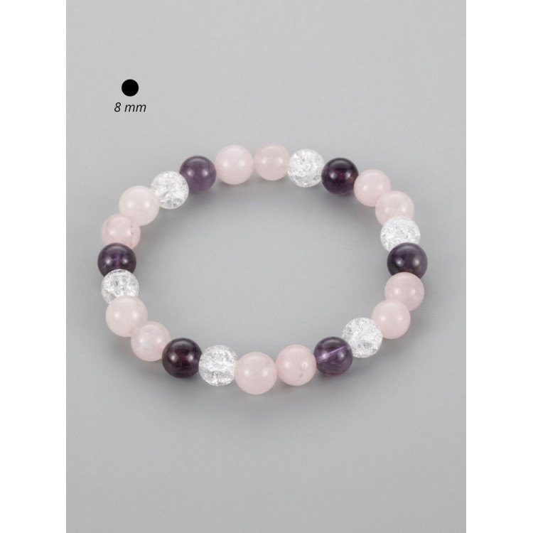 Prosperk Krásný náramek z korálků růženínu, křišťálu a ametystu vícebarevná S0456