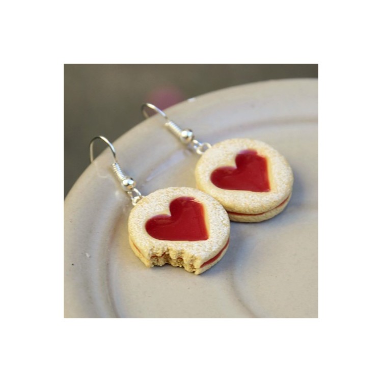 CircusMind Sladké náušnice linecké se srdíčky S0519