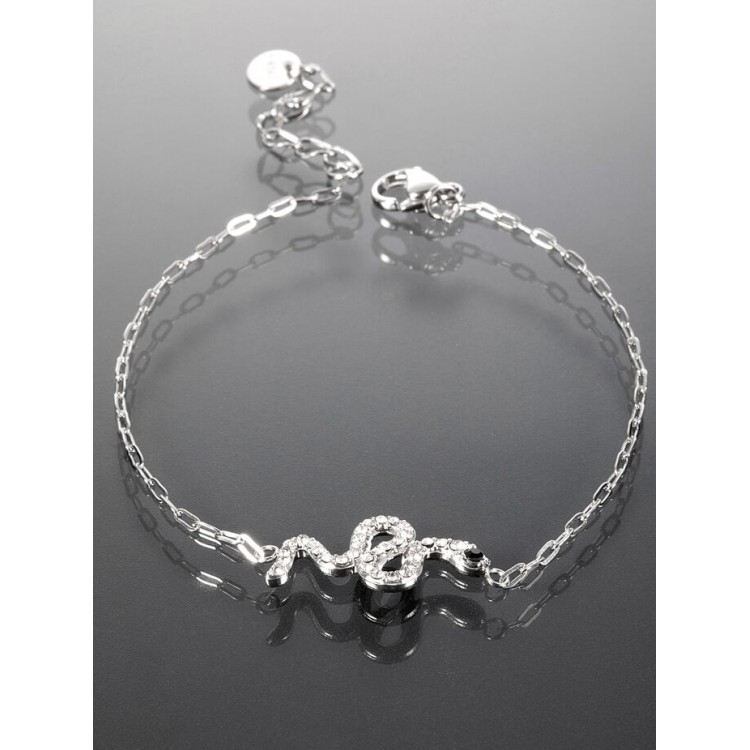 Prosperk Náramek z chirurgické oceli s hadem stříbrná S0547