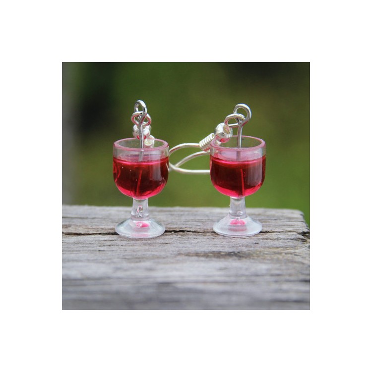 CircusMind Náušnice sklenička červeného vína S0587