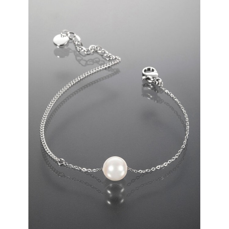 Prosperk Elegantní náramek z chirurgické oceli s kulatou perlou S0701