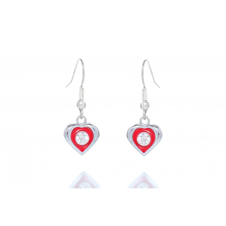 Prosperk Náušnice srdíčka s krystalkem S0717