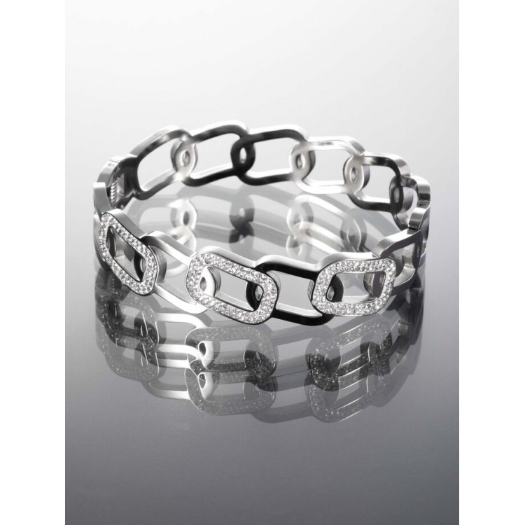 Prosperk Náramek z chirurgické oceli, řetěz s třpytivými kamínky S0722