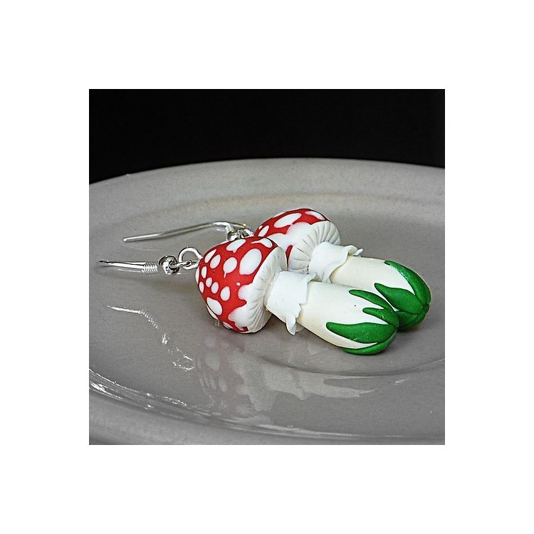 CircusMind Náušnice Fimo muchomůrky S0800