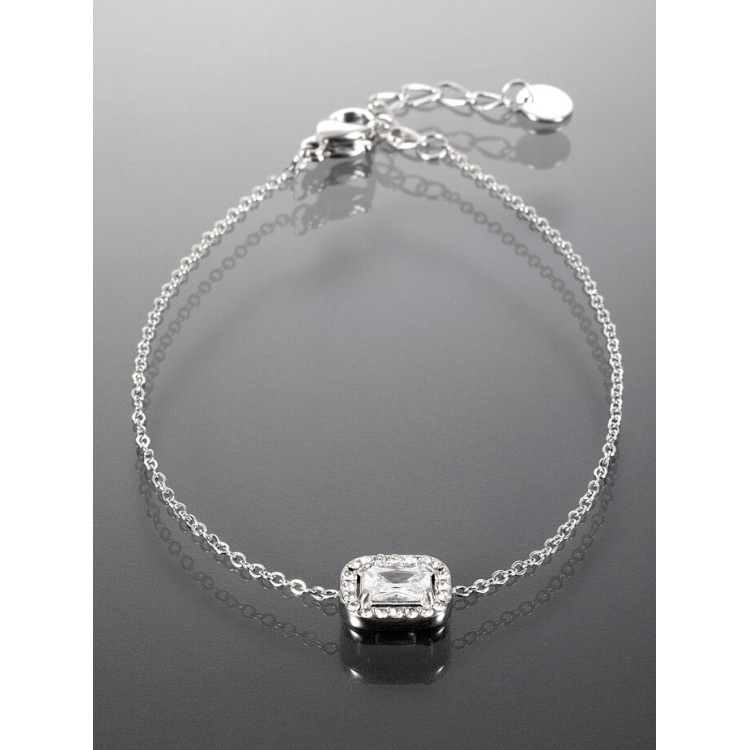 Prosperk Náramek z chirurgické oceli s krystalkem stříbrná S0811