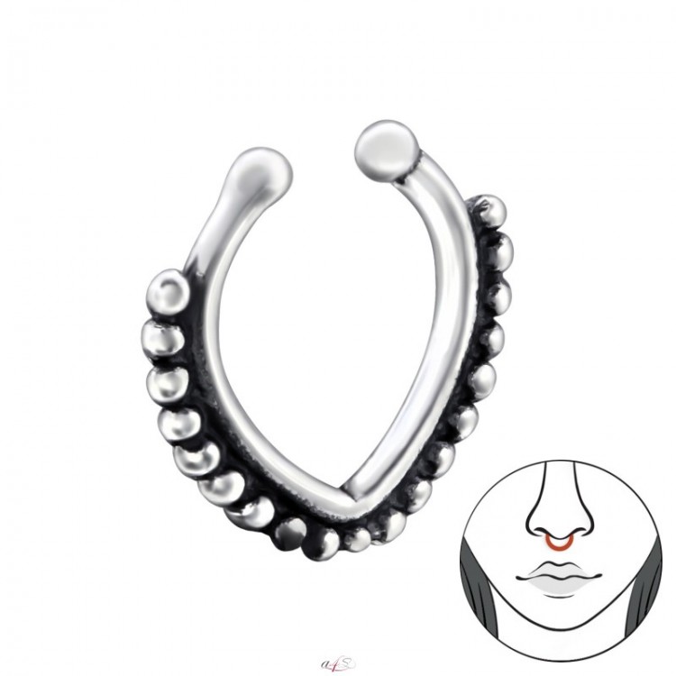 Prosperk Náušnice piercing do nosu septum - stříbro s kuličkami S0828