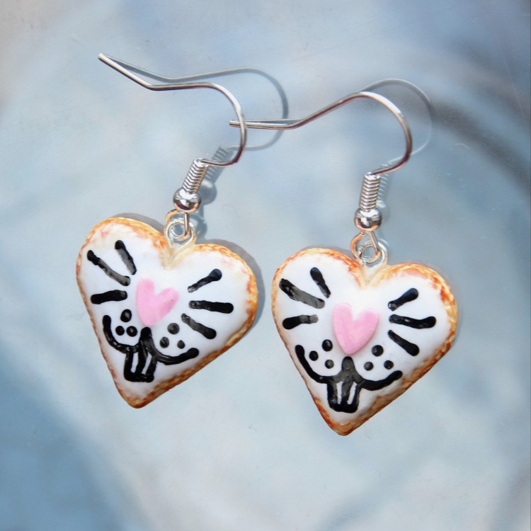 CircusMind Sladké náušnice Fimo sušenky - zaječí čumáčky S0839