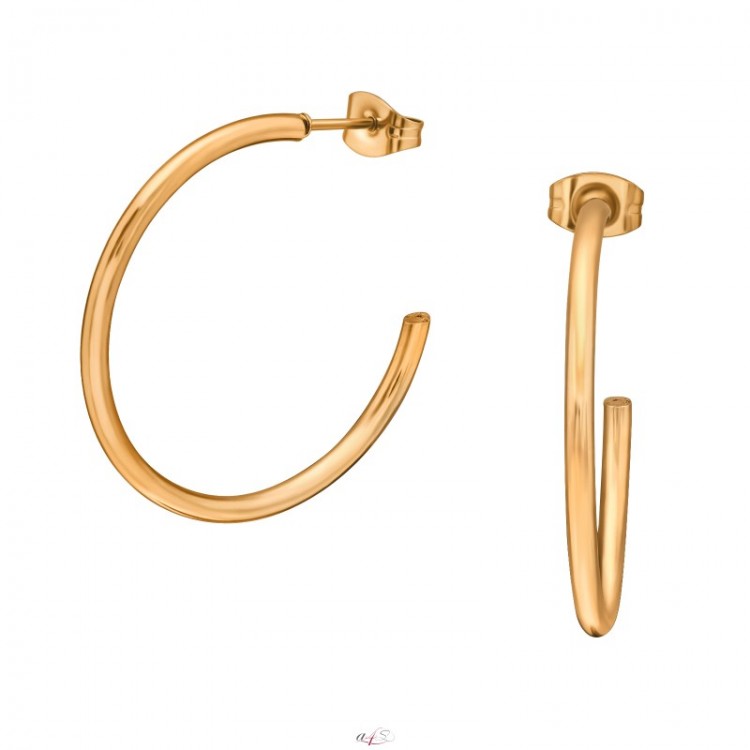 Prosperk Náušnice z oceli - zlaté rose gold kruhy S0984