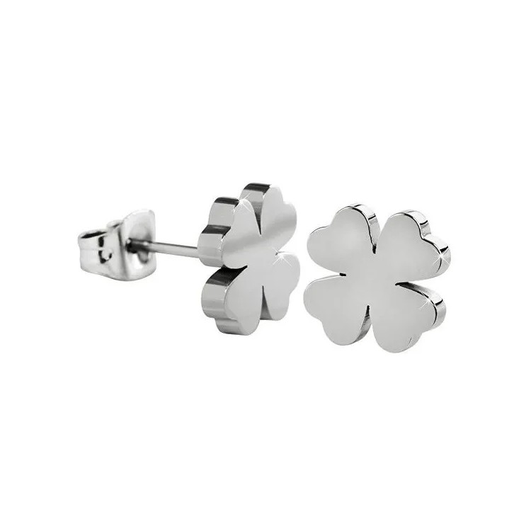 Prosperk Náušnice ocelové pecky čtyřlístky S1009