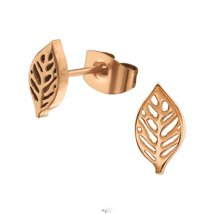 Prosperk Náušnice ocelové lístečky rose gold S1061