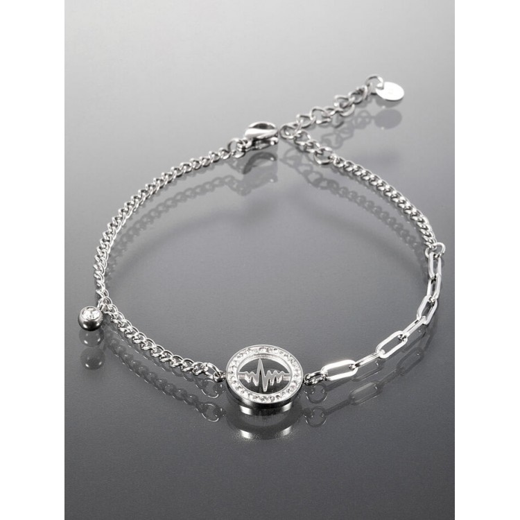 Prosperk Náramek z chirurgické oceli srdeční tep stříbrná S1069