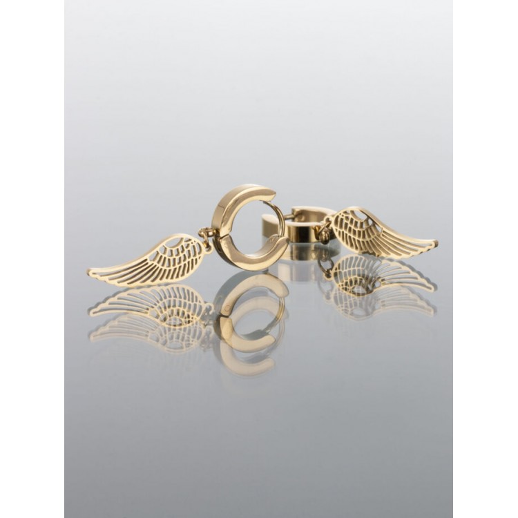 Prosperk Náušnice z oceli kroužky s andělskými křídly S1111