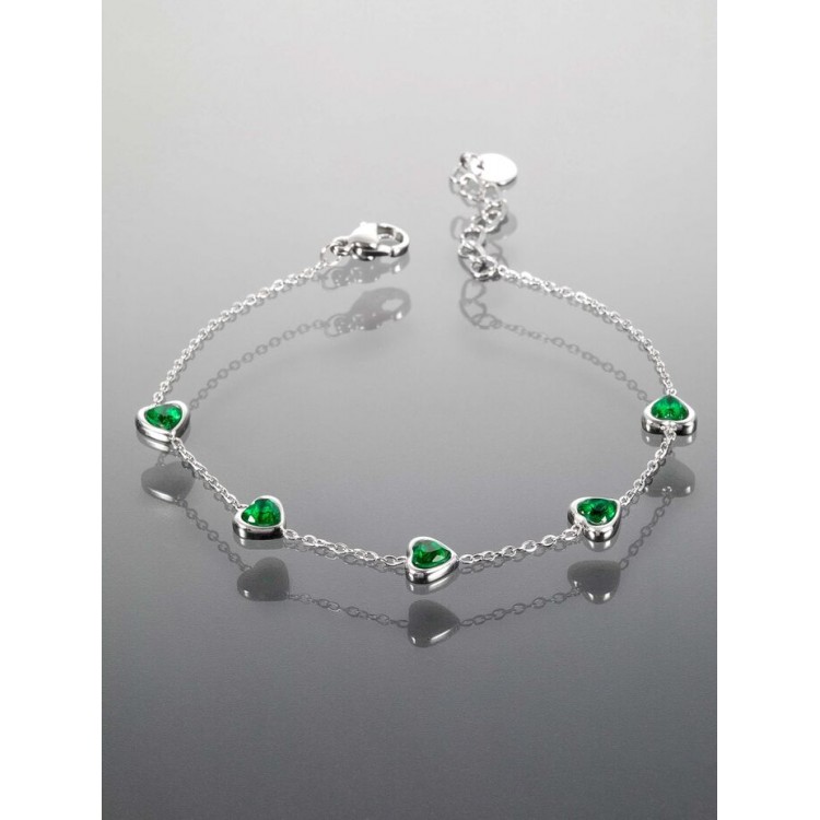 Prosperk Řetízkový náramek z chirurgické oceli ozdobený malými srdíčky s kamínky S1122