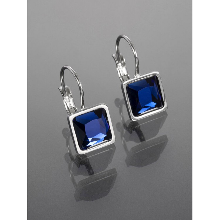 Prosperk Náušnice z chirurgické oceli s modrým krystalkem S1154