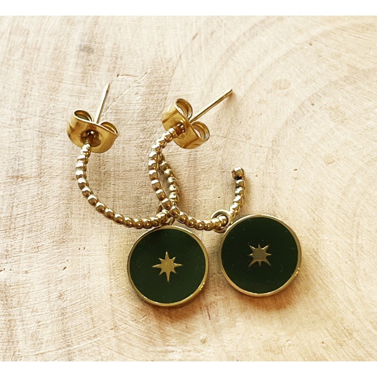 Prosperk Náušnice zlato zelené S1232