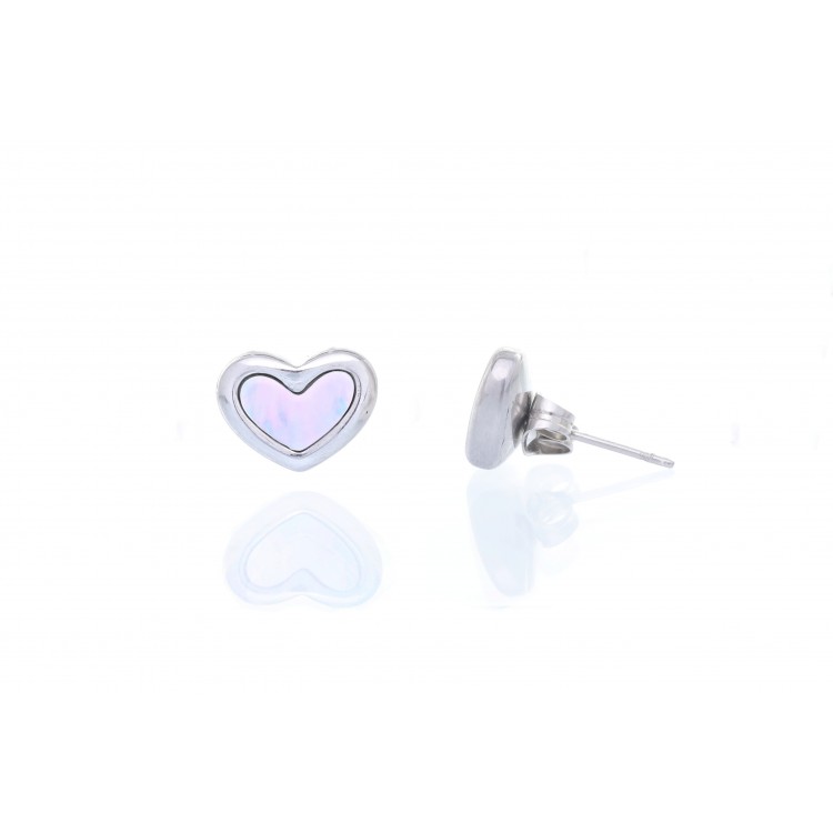 Prosperk Ocelové náušnice srdíčka s perletí S1254