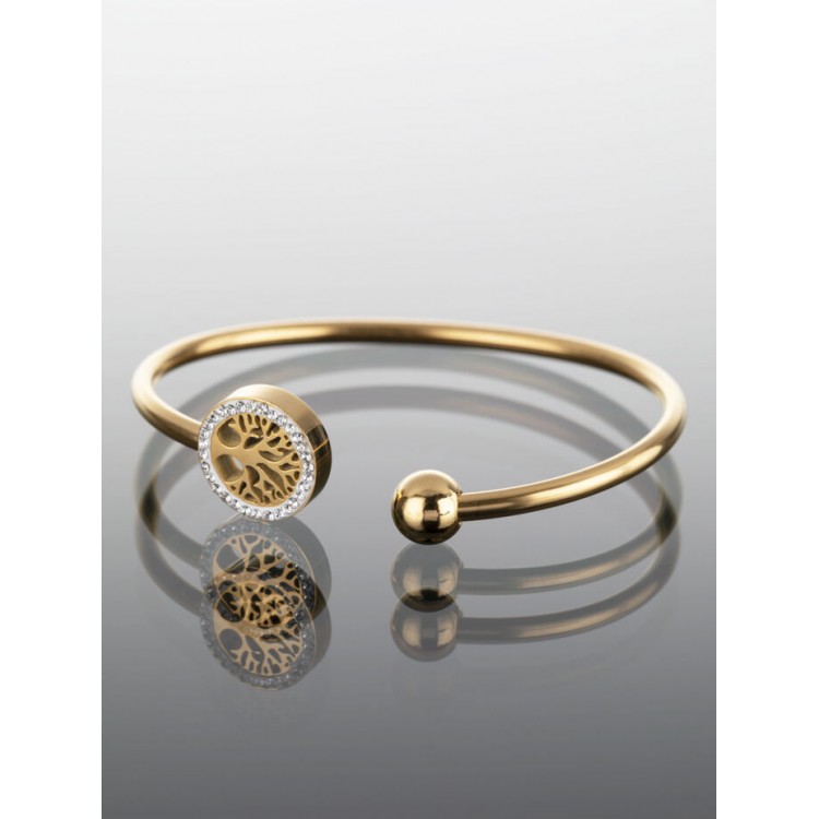 Prosperk Náramek ocelový strom života a kulička zlatý S1283