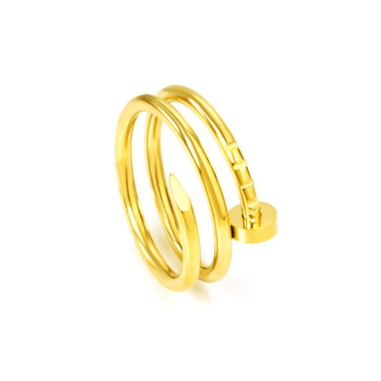 Prosperk Prsten ocelový hřebík zlatý dvojitý Velikost prstenů: 8 (EU: 57-58)