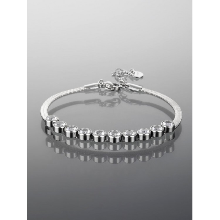 Prosperk Náramek z chirurgické oceli s kolečky s čirými krystaly S1324