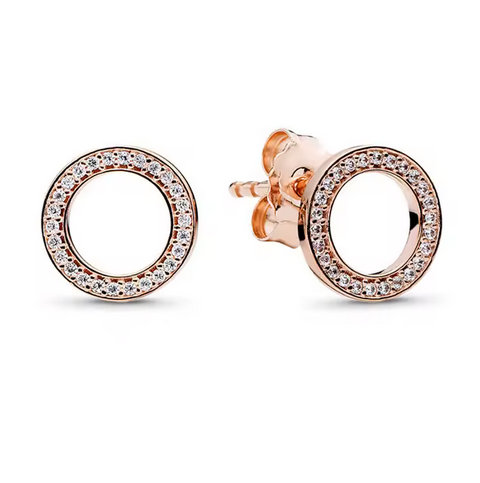 Prosperk Náušnice kulaté s kamínky rose gold S1339